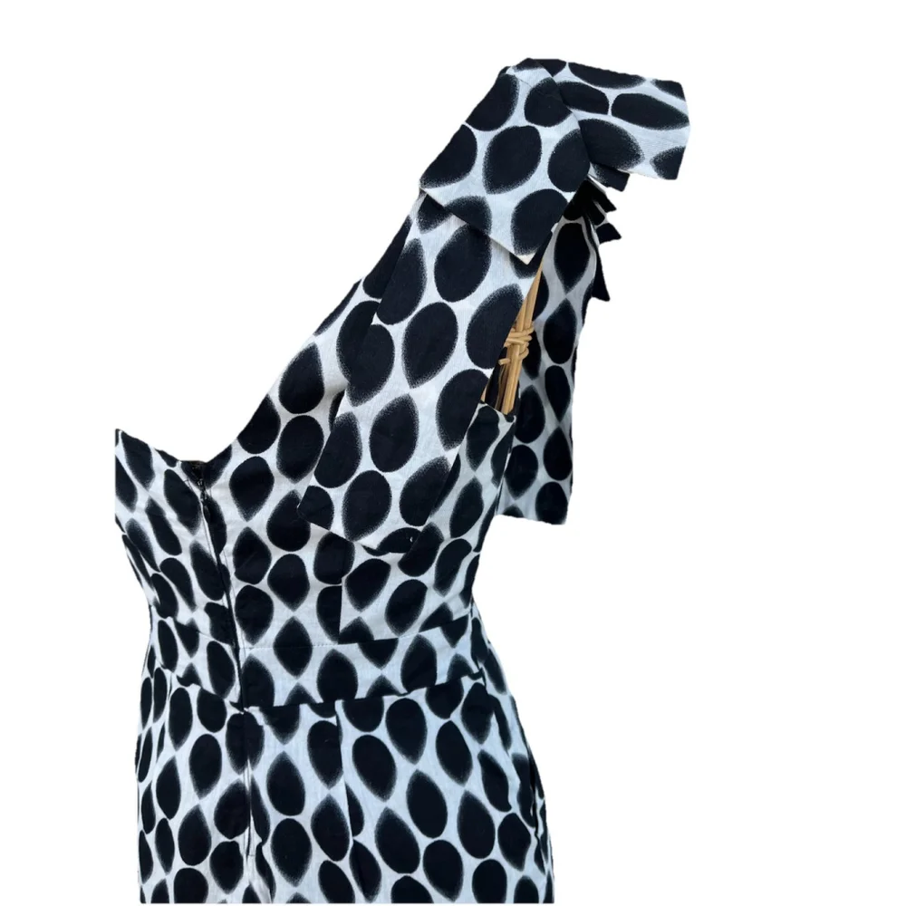 Dots One Shoulder Polka Dot Dress Black White Women S, Sexy Party Cocktel - Picture 13 of 16